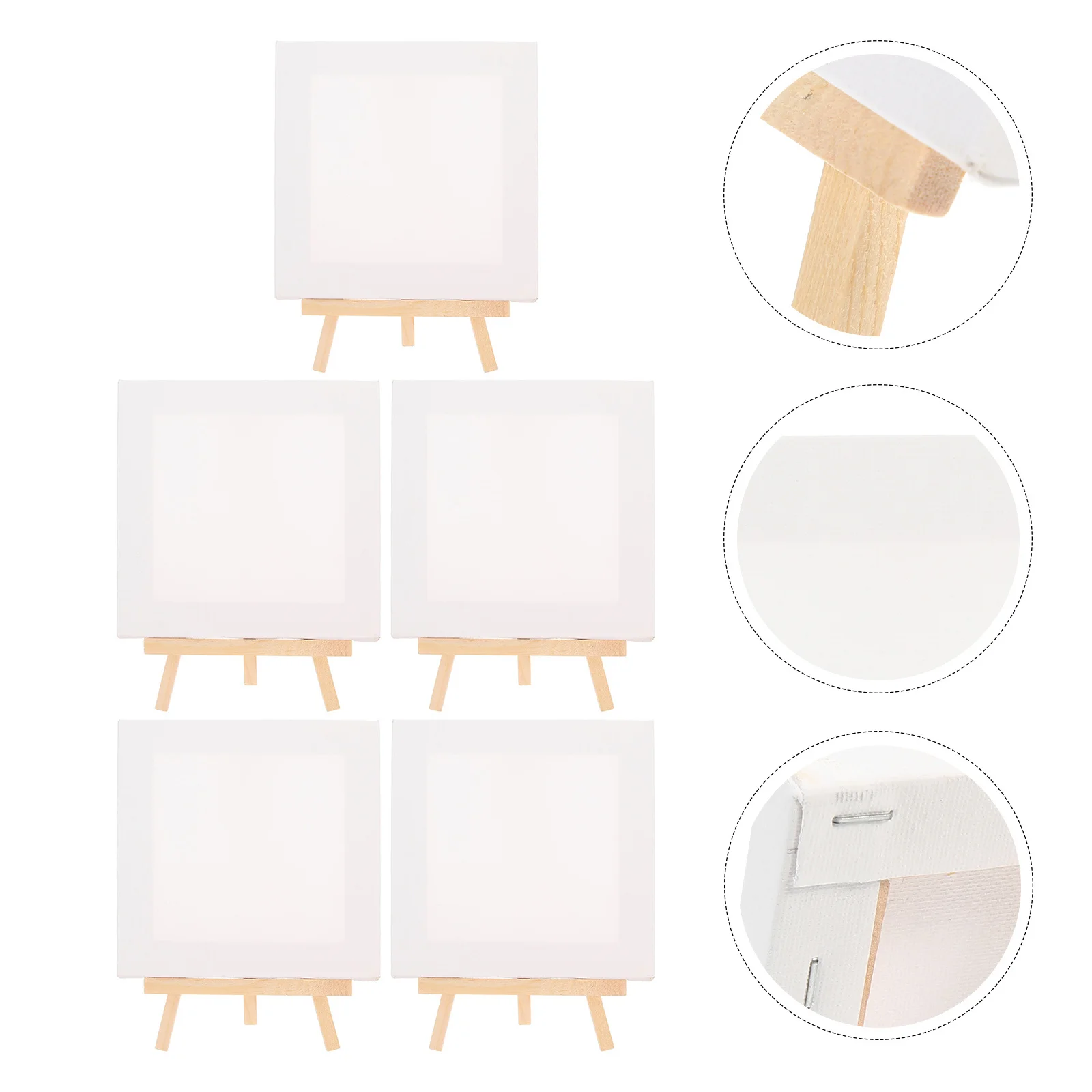5Sets Mini Canvas Easel Small Wooden Easel Stand for DIY Painting Craft Project Supplies Mini Canvas Canvases for Painting