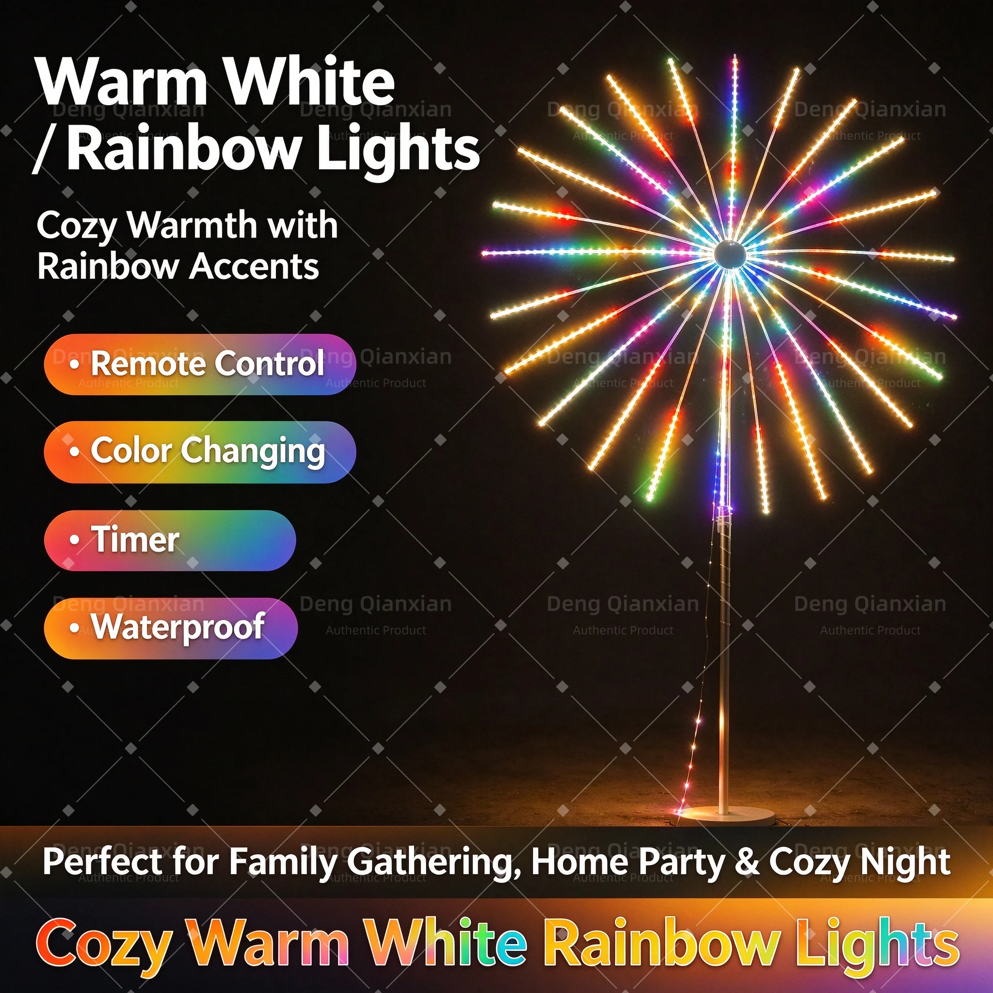 Custom Message Firework Lights, Programmable Text Display APP Control, Waterproof RGB Outdoor Garden Courtyard Decorative Lights