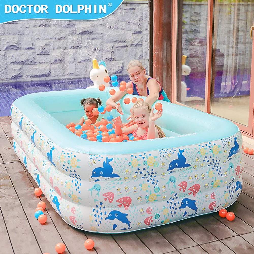 Piscina inflable para niños de 2,4 M, piscina inflable para el hogar de tres capas para niños, natación juguetona, vacaciones acuáticas de verano