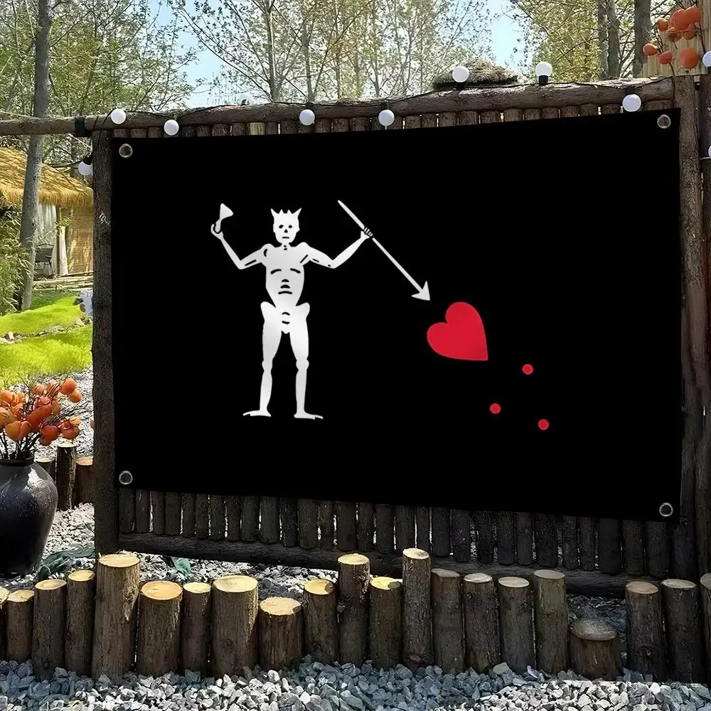 J-Jolly R-Roger Black Skull Flags Custom Wall Hanging Background Art Banner For Bedroom Home Living Room Outdoor Decor