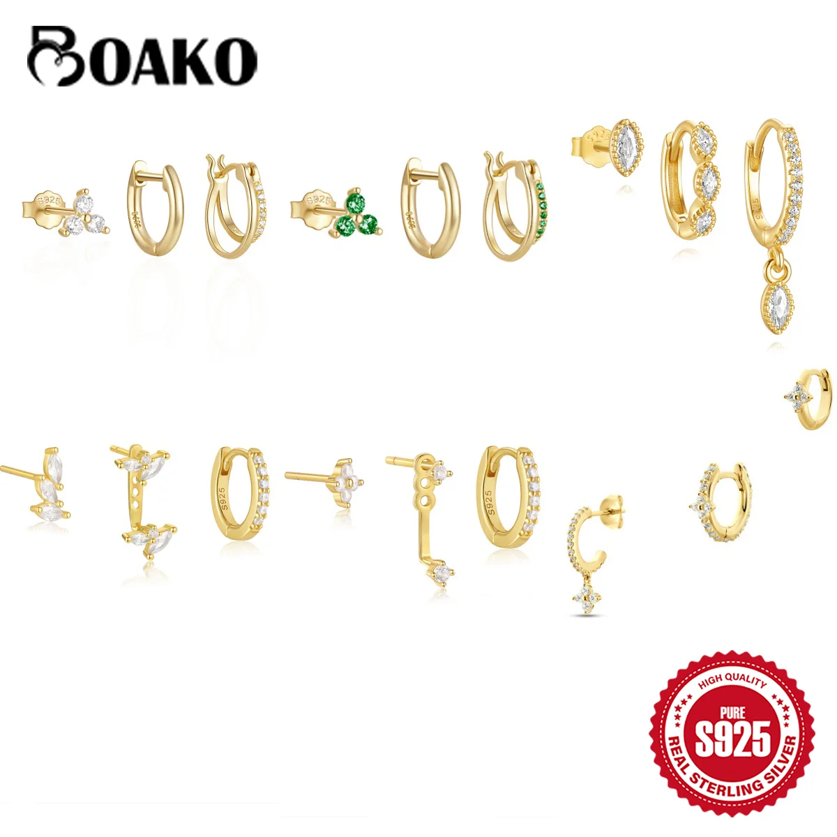 

Подвеска BOAKO из стерлингового серебра 925 пробы с четырьмя листами клевера для женщин, серьги-кольца, элегантная повседневная одежда, идеальный подарок на День святого Валентина