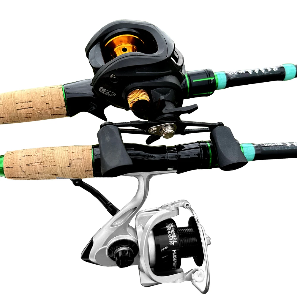 Baitcasting Reel Rod Set 1.8/2.1m 4/5 Section Carbon Fiber Casting Lure Fishing Rod Pike Trout Fishing Tackle Line WT.4-10LBS