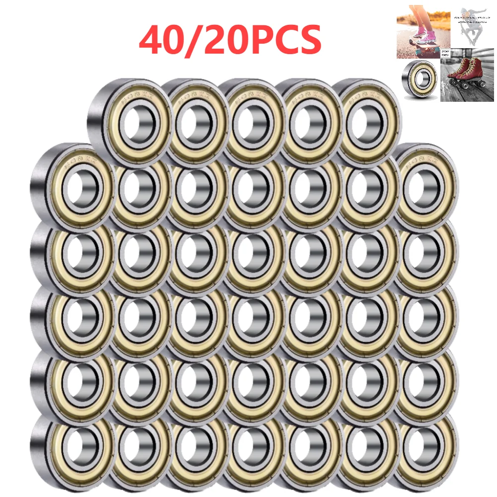 40/20pcs Single Row 8x22x7 ABEC-7 Miniature Bearings Carbon Steel 608ZZ Ball Bearings for Elevators Rolling Mills Boating Waves