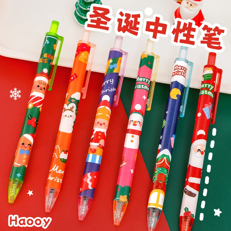 Imagem -04 - Natal Imprensa Gel Pen Exame Kawaii Material Escolar Papelaria Bonito dos Desenhos Animados Atacado 60 Pcs