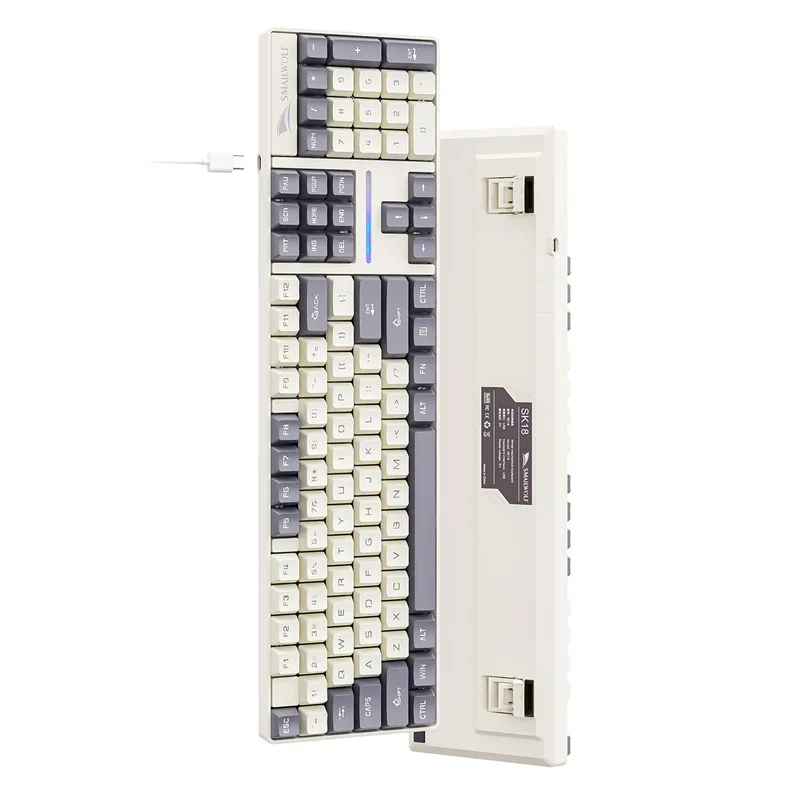 

Механическая клавиатура Smailwolf SK18 104, светящиеся зеленые переключатели, совместимая с настольным ноутбуком и использованием для домашнего офиса