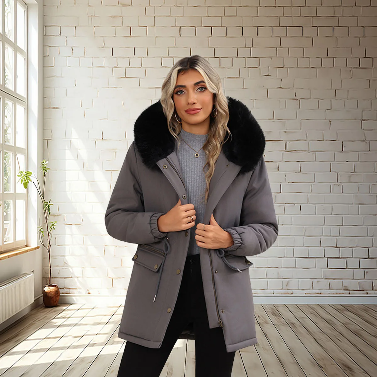 2025 نمط جديد: معطف نسائي من القطن السميك القطيفة، معطف نسائي متوسط إلى طويل