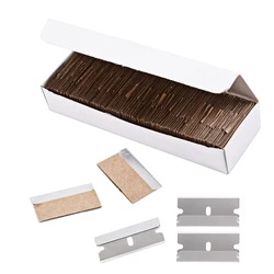 TOFAR 100pcs Razor Blade Scraper Metal Window Glass Glue Sticker Cleaner Remover Knife Replacement Carbon Steel Blade Squeegee