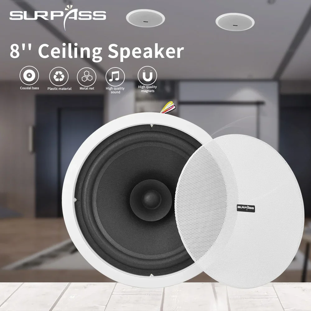 

15W Ceiling Speaker 8'' Full Range Ceiling Mounted Speaker Dustproof Roof Passive Audio Loudspeaker PA Sound System for Hotel