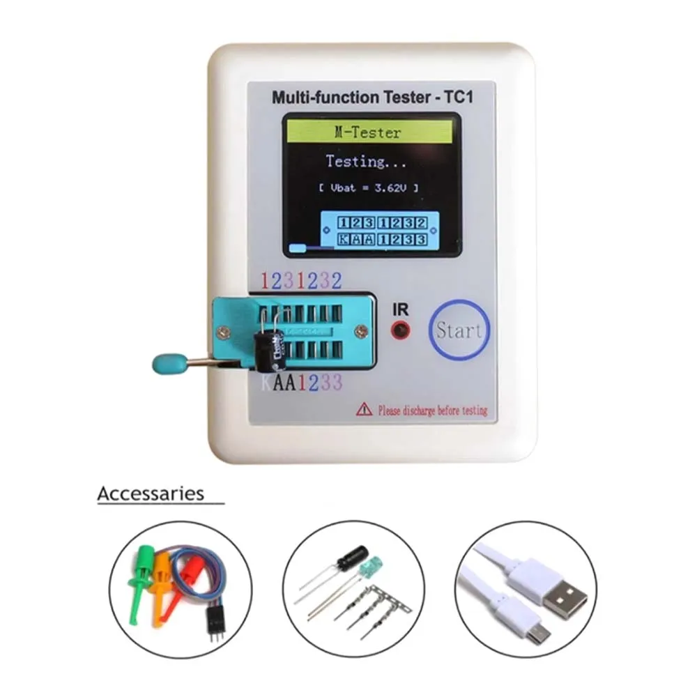 1.8 inch LCR-TC1 Multimeter Transistor Tester Diode Triode Condensator Weerstand MOSFET NPN PNP Triac MOS Test Meter