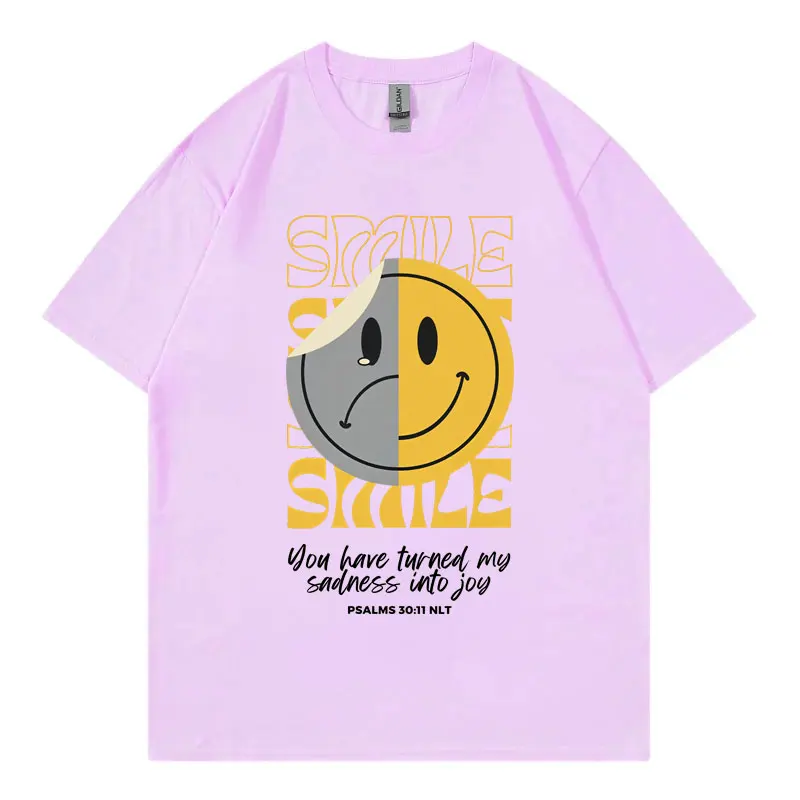 Hot Sale 2025 New Style Smile Meme Graphic T Shirts High Street Fashion Trend Short Sleeve T-shirts Unisex Casual Cotton T-shirt