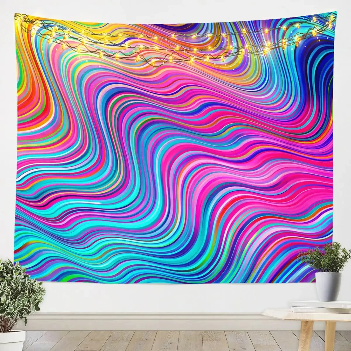 VIKAMA Pink Purple Fluid Wave Tapestry Wall Hanging, 6 Designs, Wall Decor for Bedroom Living Room Dorm