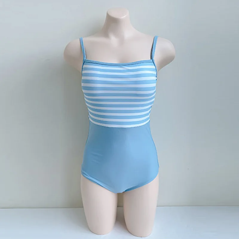 Sexy Bandeau One Piece Swimsuit Women Stripe Patchwork Swimwear Open Back Monokini Belt Bathing Suit Push Up Pad High Cut