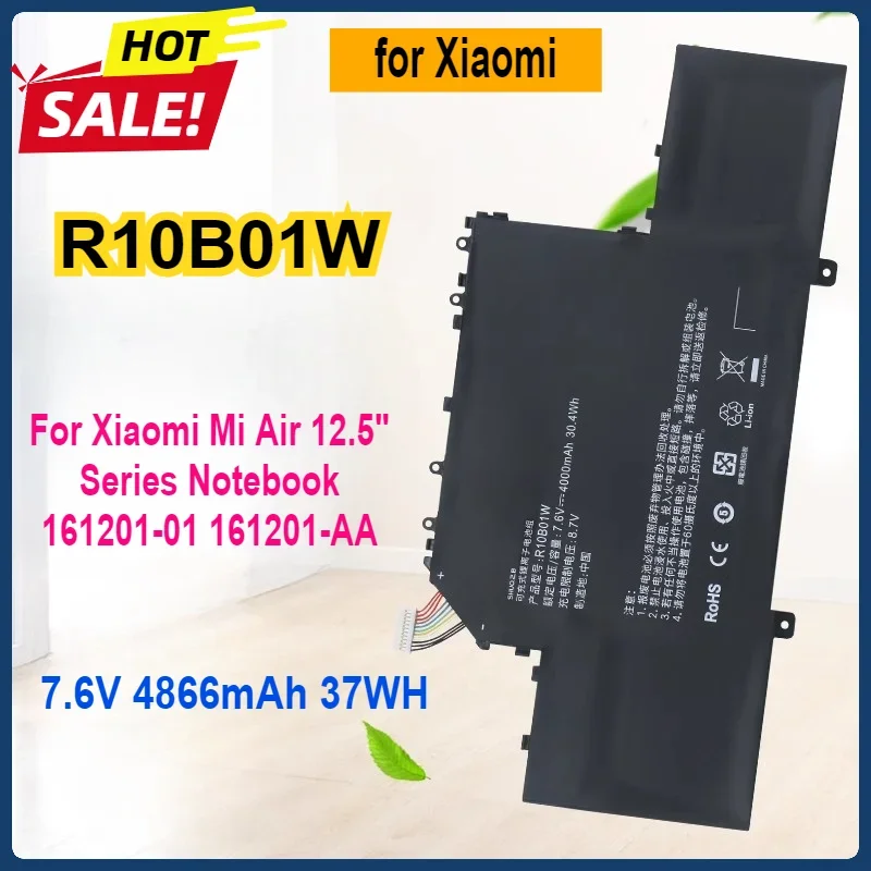 

R10B01W Laptop Battery for Xiaomi Mi Air 12.5" Series Notebook 161201-01 161201-AA Chromebook Bateria 7.6V 4866mAh/37WH R10BO1W