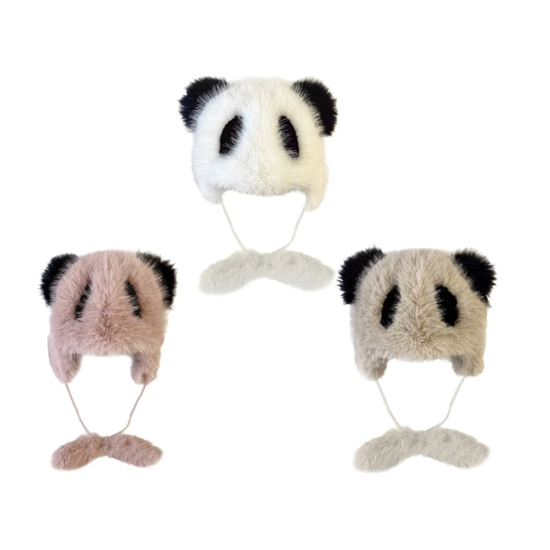 Panda Pattern Hat Soft Bonnet Caps Ear Hat Winter Hat