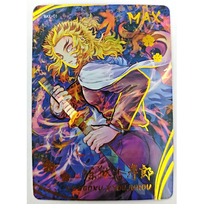 Demon Slayer Max Series Kanroji Mitsuri Rengoku Kyoujurou Anime Characters Bronzing Collection Card Cartoon Toys Christmas Gift