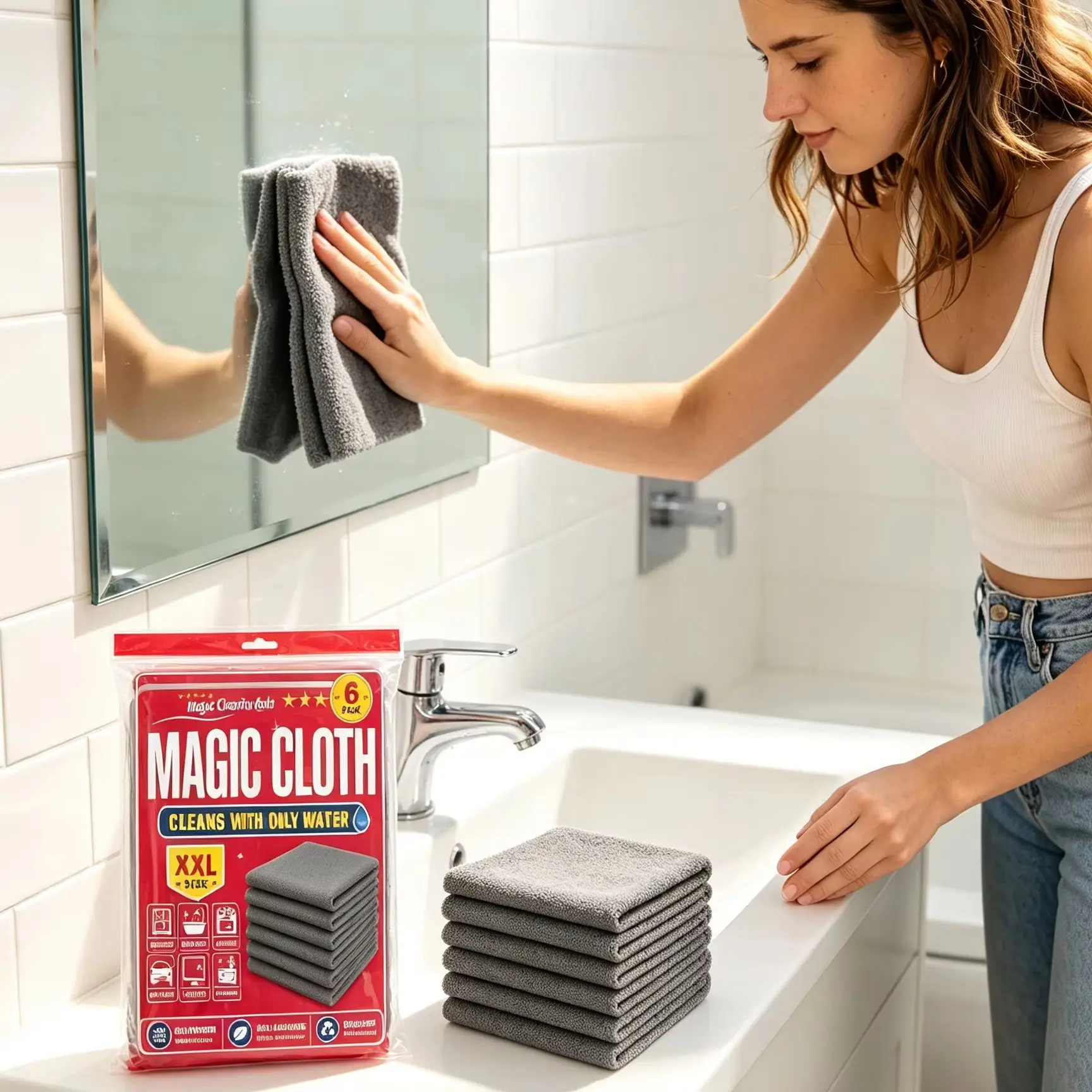 Magisches Reinigungstuch aus Mikrofaser für Autowäsche, Küche, Wasserfleckenentferner, Wiederverwendbares Ultra-Absorbierendes Handtuch, Streifenfreies Reinigungstuch – Detail 1