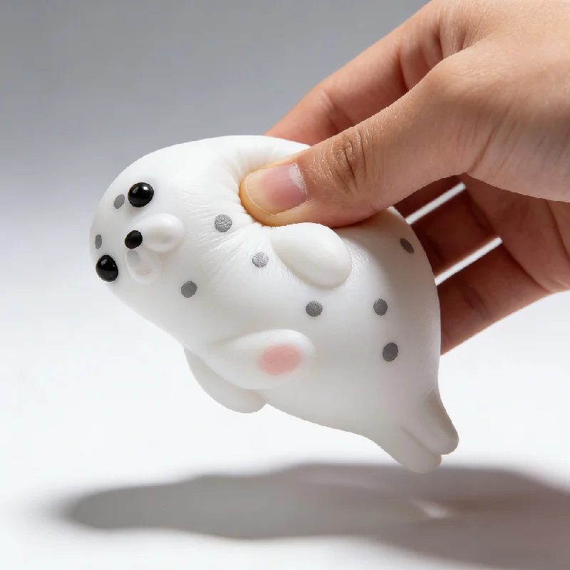 

Taba Squshy, милая великоглазая белая пятнистая лежащая печать, морской лев, игрушка для снятия стресса, дети помогают с непоседой, сенсорный подарок от стресса