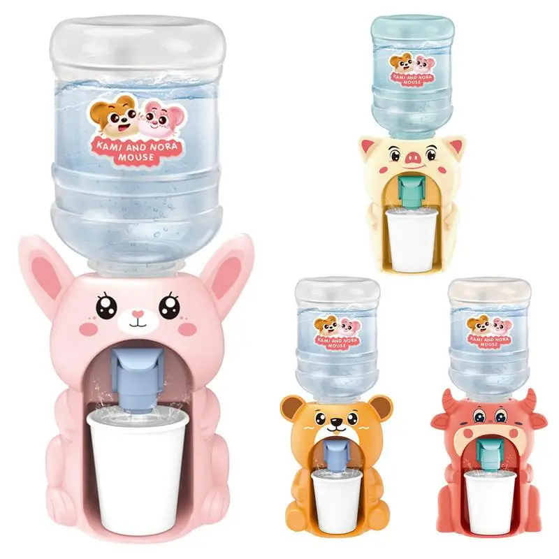 Mini Water Dispenser For Children Kids Gift Cute Cold/Warm Water Juice Milk Drinking Fountain Simulation Cartoon Pig Kitchen Toy