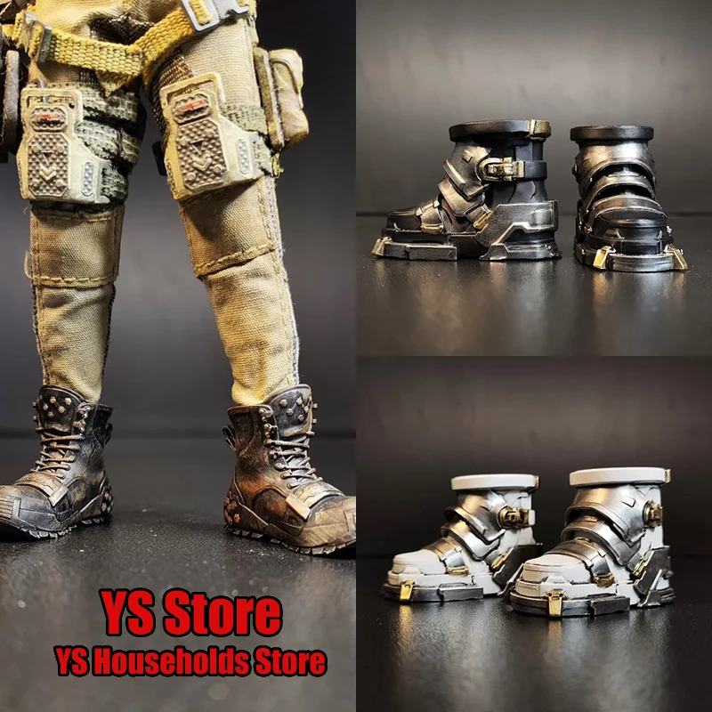 

1/12 Man Female Soldier Wastedland Style Thick Bottom Boots Mountaining Combat Shoes Accessory For 6" Action Figure Body Decor