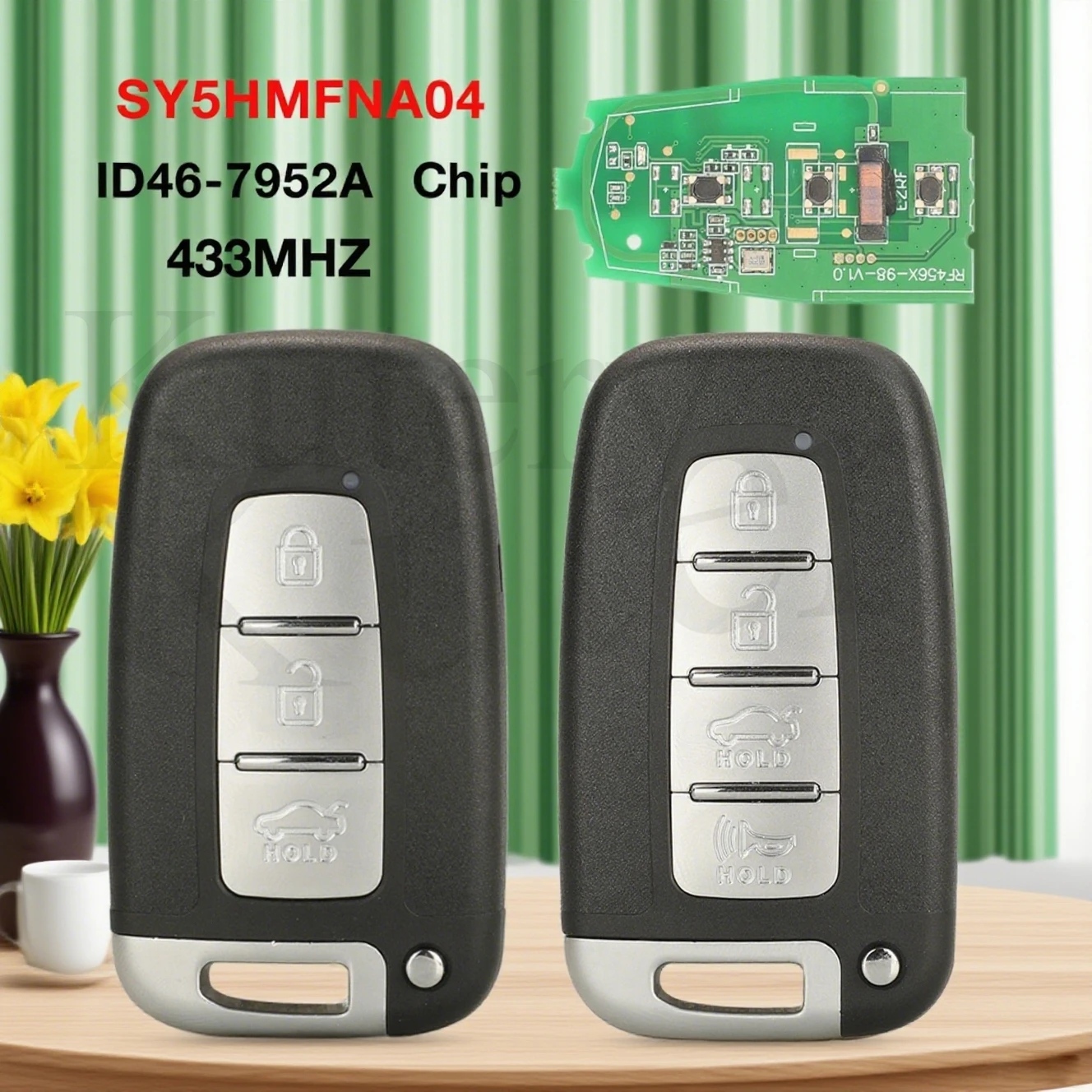 

Jingyuqin 433 МГц ID46 PCF7952A чип SY5HMFNA04 дистанционный ключ для Hyundai Accent Sonata Genesis для Kia Optima Forte Borrego Sorento