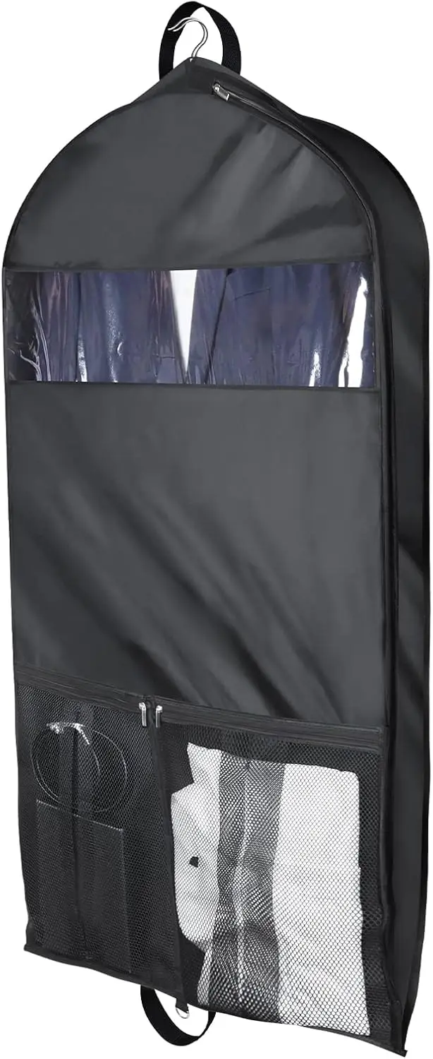

43" Hanging Suit Bag for Travel & Storage - Clear Window, Mesh Pockets, Breathable Oxford Fabric