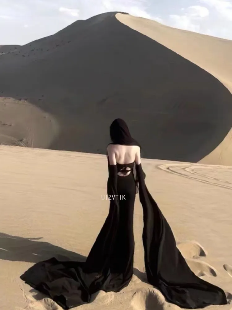 

2025 Vestidos De Mujer, винтажное облегающее платье без бретелек, новая женская одежда, сексуальный ажурный халат, женское темпераментное платье макси