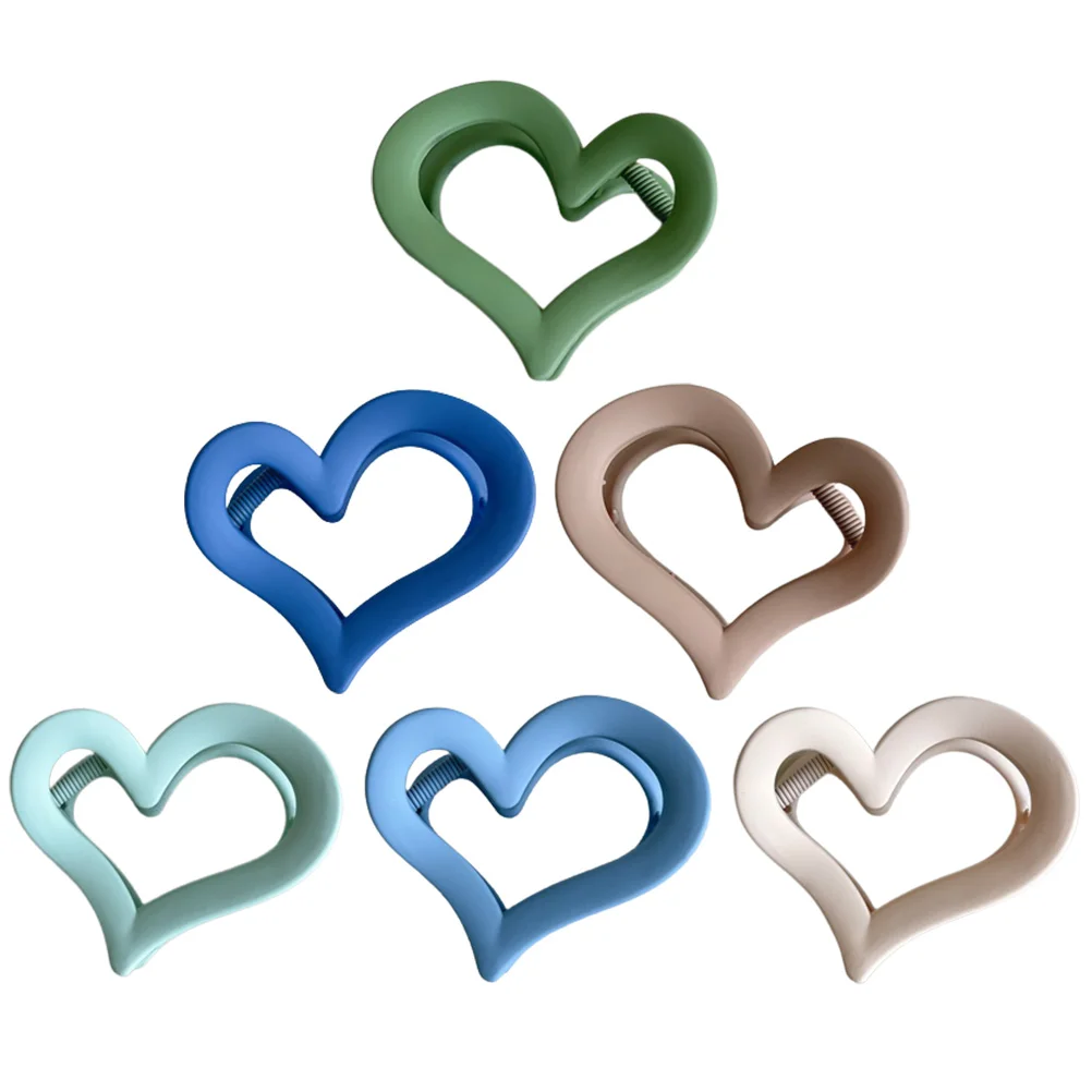 

6 Pcs Clip Clips Heart Claw Heart-shaped for Women Thin Acrylic Medium