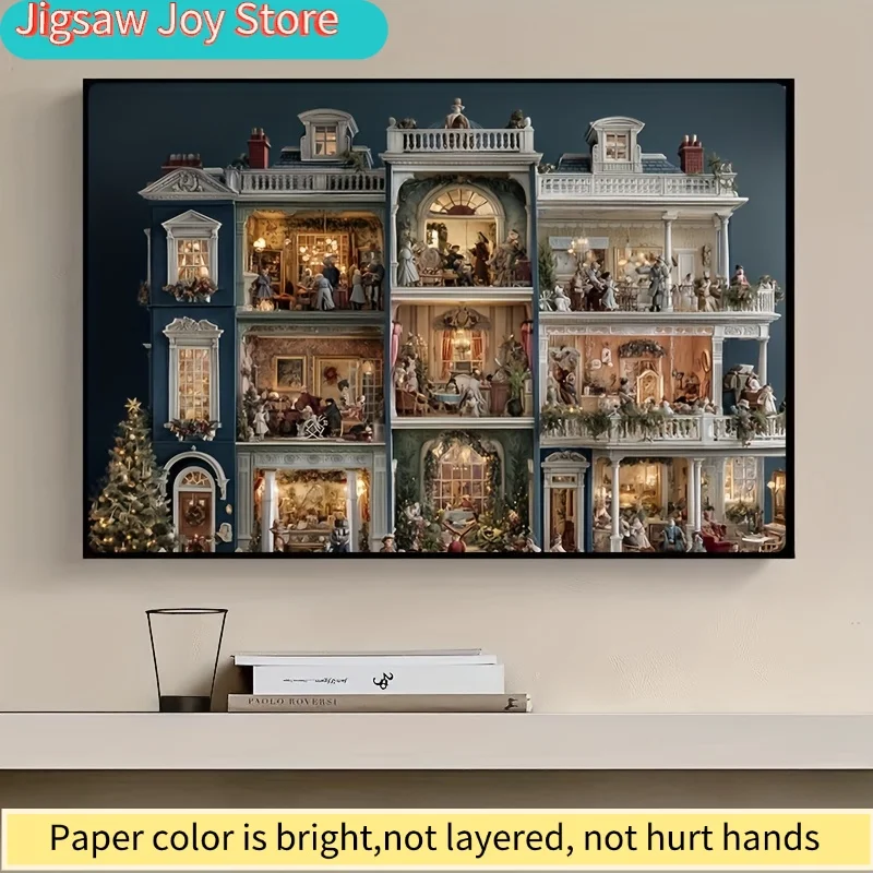 A  Mini Paper Puzzle for Adults Titled 'Warm-Lit Christmas Pavilion', Suitable for Party Games And Activities with Family And