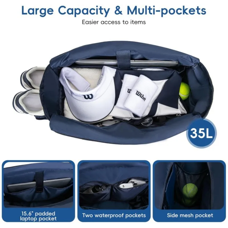 Professional Tennis Backpack Large Capacity Sports Racket Pack Holds 1-2 Tennis Rackets Outdoor Badminton Bag With Shoe Pocket