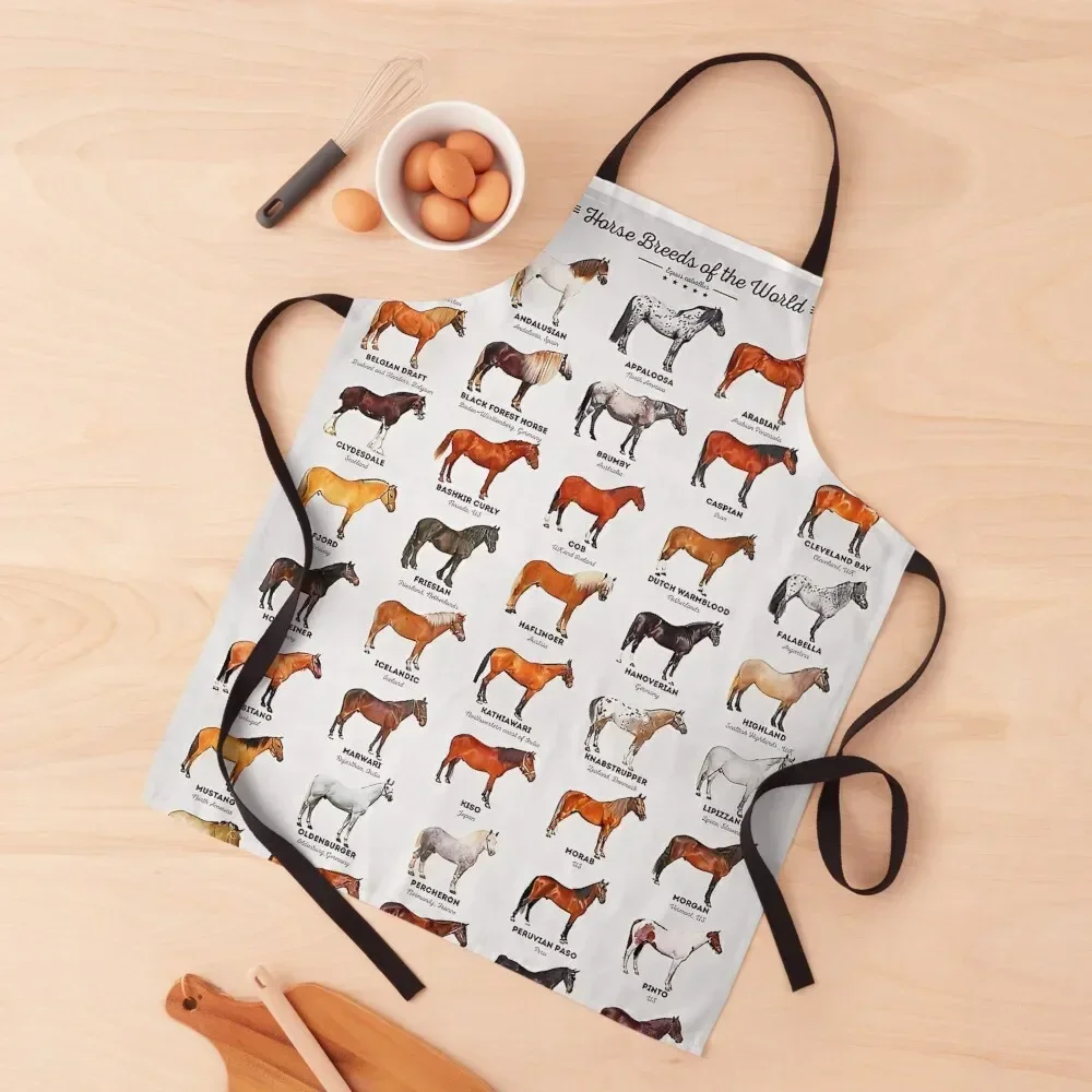 

Horse Breeds Of The World Apron Christmas gift For Kitchen Apron