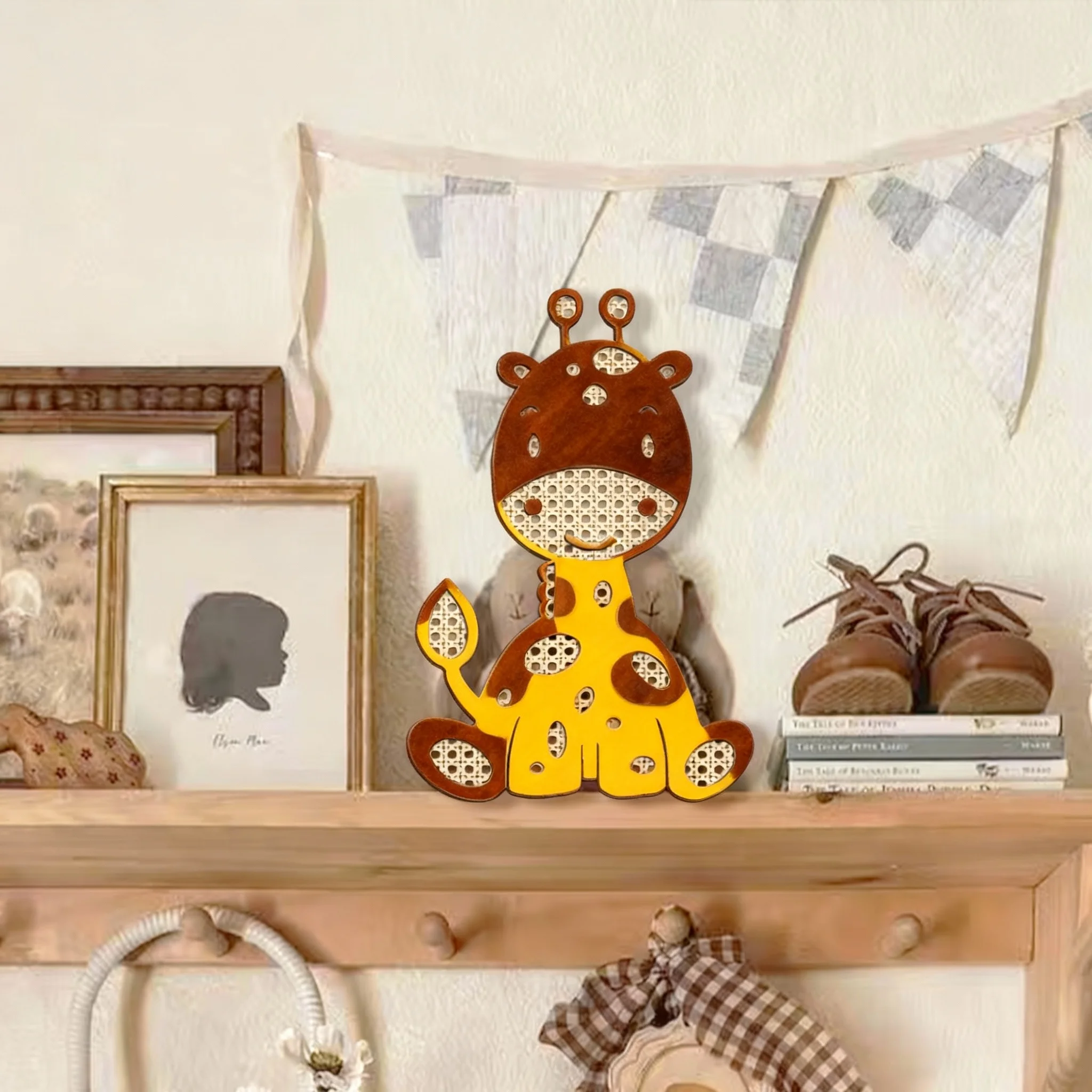 DIY Wooden Giraffe Wall Decor - 33.7x22.9cm Unpainted Animal Craft Kit for Custom Painting, Kids Room Nursery Decor