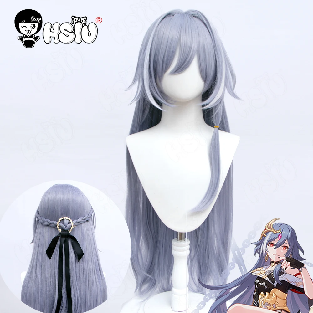 Fu Hua Cosplay Wig Fiber synthetic wig Game Honkai Impact 3rd Cosplay「HSIU 」Grey purple long Wig+Wig Cap