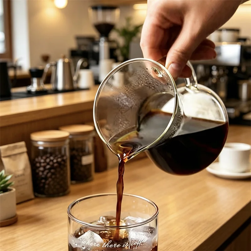 300ml Conical Borosilicate Glass Coffee Server Pour Over Drip Coffee Pot with Handle Barista Hand Brewing Carafe Tools - view 5