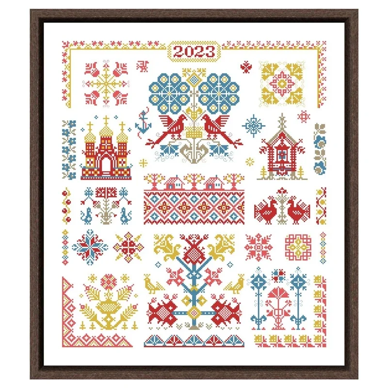 

Bird and castle cross embroidery kit simple pattern design 18ct 14ct 11ct unprint canvas Cross-stitch DIY needlework