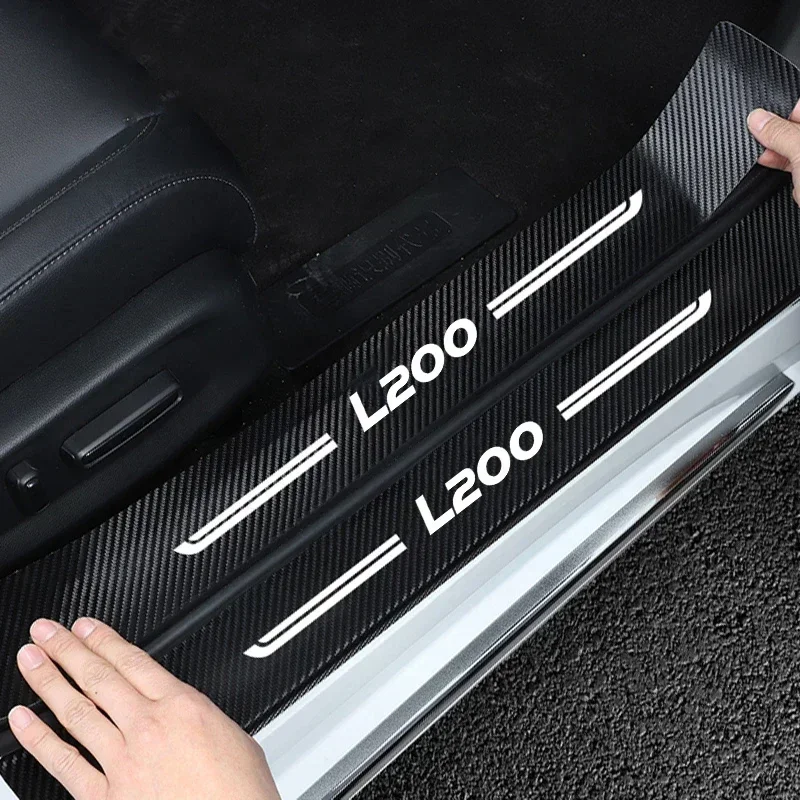 

Carbon Fiber Car Door Sill Protector Threshold Sticker Anti-scratch Exterior for Mitsubishi L200 Triton