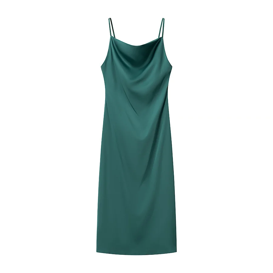 Rindu TRAF 2025 Damen-Midikleid aus Seidensatin, Kleider im Ausverkauf, sexy Kostüm, lange Robe, Femme, elegant, 2024, modisch, Sommer