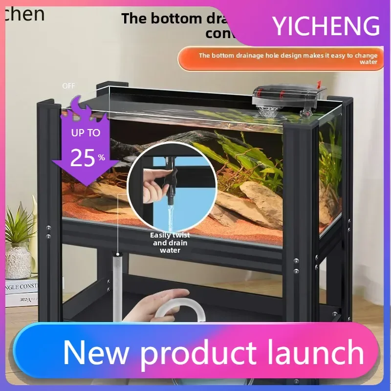 

LYY Fish Tank Ultra Clear Glass Large Living Room Ecological Landscape Box Fish Tank Turtle Bottom Drain Tank