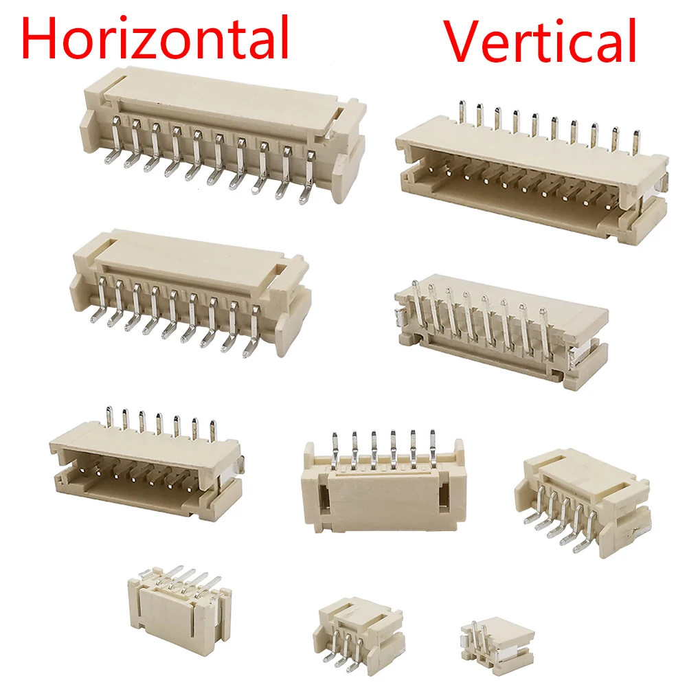 50Pcs PH2.0 2.0mm Pitch 2/3/4/5/6/7/8/9P/10Pin SMD Horizontal Vertical Wire Connector PH 2.0 JST Male Socket