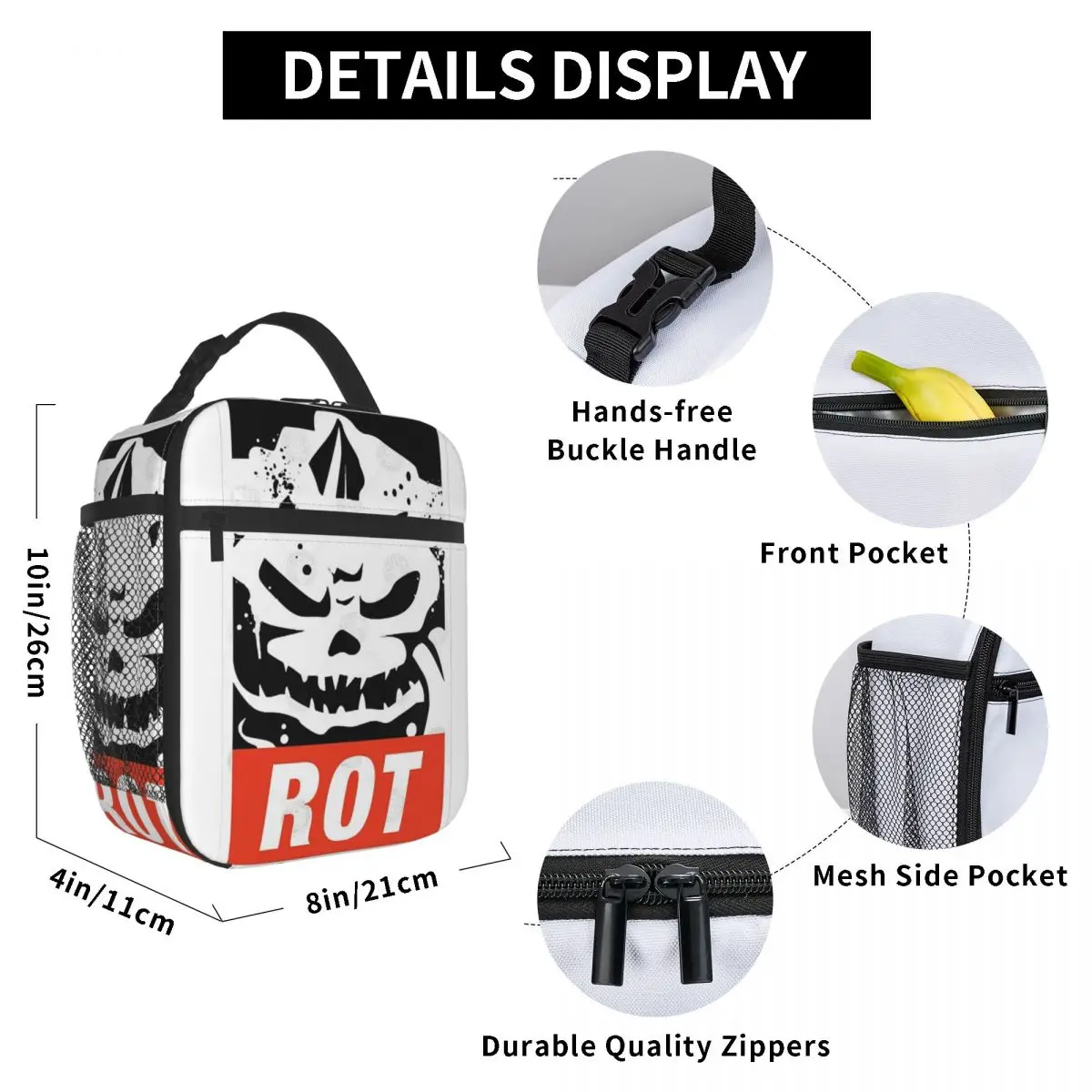 Nurgles Rot Chaos ランチバッグ 美的ランチボックス 屋外ピクニック ポータブル ジッパー 防水 グラフィックデザイン クーラーバッグ