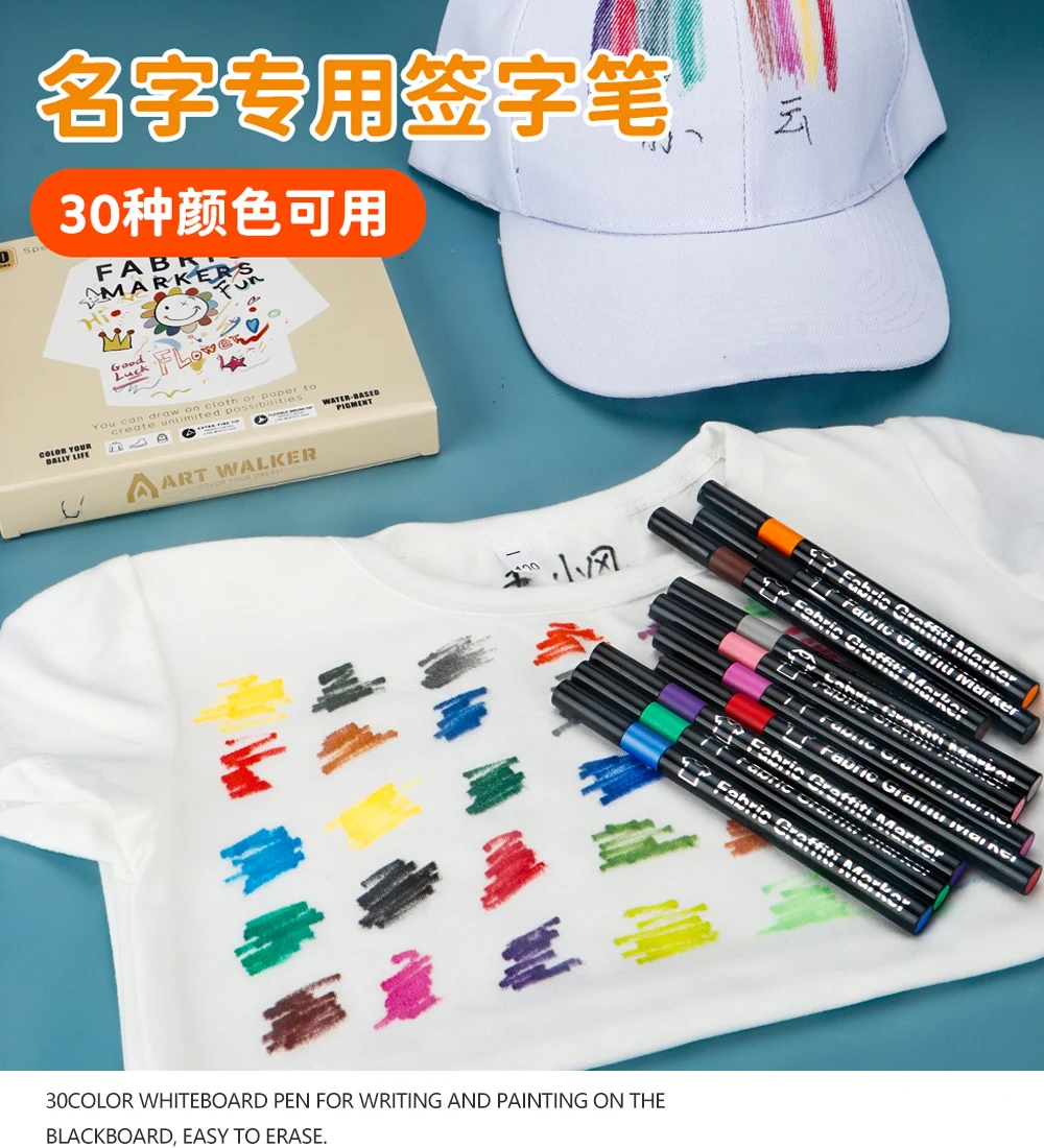 6/8/12/24/30 farben Stoff Marker Stifte Wasserdicht Farbige Marker Stift Für Künstler Rock Malerei Glas keramik Stoff DIY Karte Stift – Detail 1