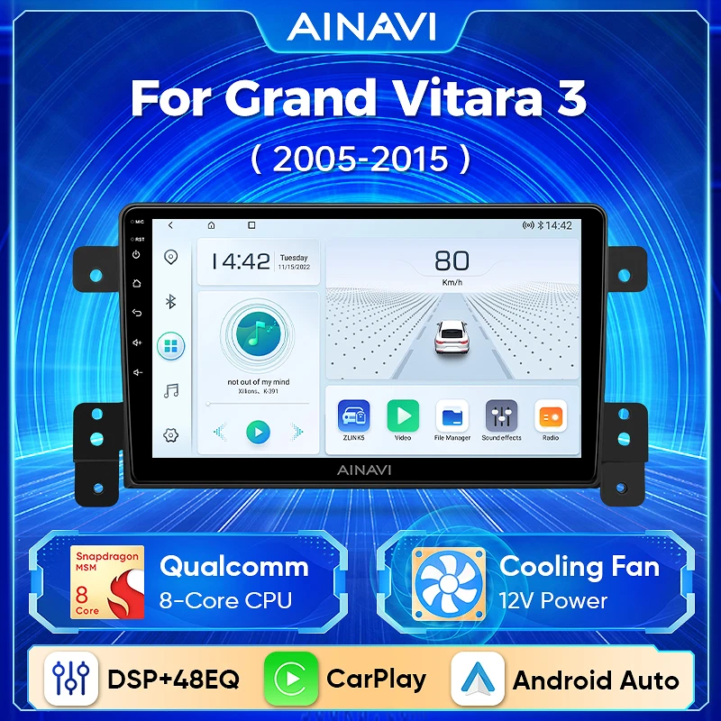 Ainavi Car Radio Android 13 For Suzuki Grand Vitara 3 2005-2015 Multimedia Player Wireless Carplay GPS Auto Stereo DSP No 2din