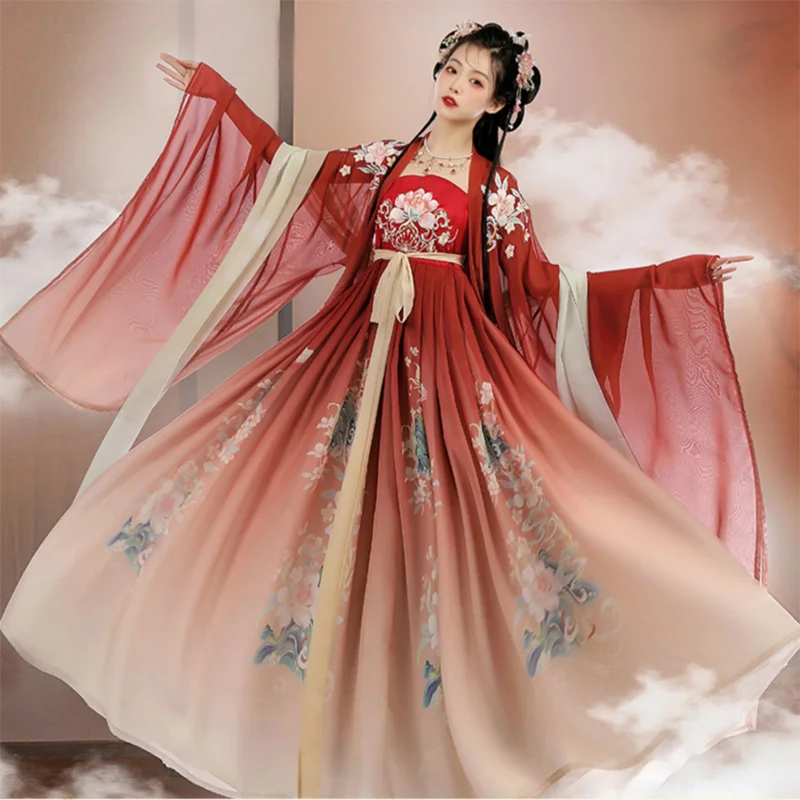 Hanfu traditionnel de style chinois pour femmes, costume de cosplay, robes de princesse, scène de danse folklorique des Prairies, amélioré, élégant, beau