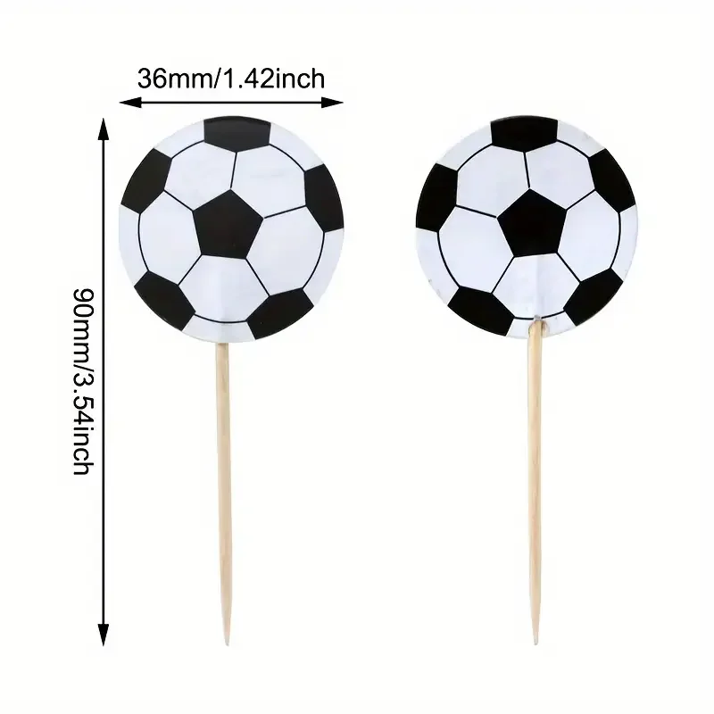 24/48pcs Football Cake Decoration Football Cupcake Topper Soccer Theme Cake Topper Kids Birthday Party Supplies