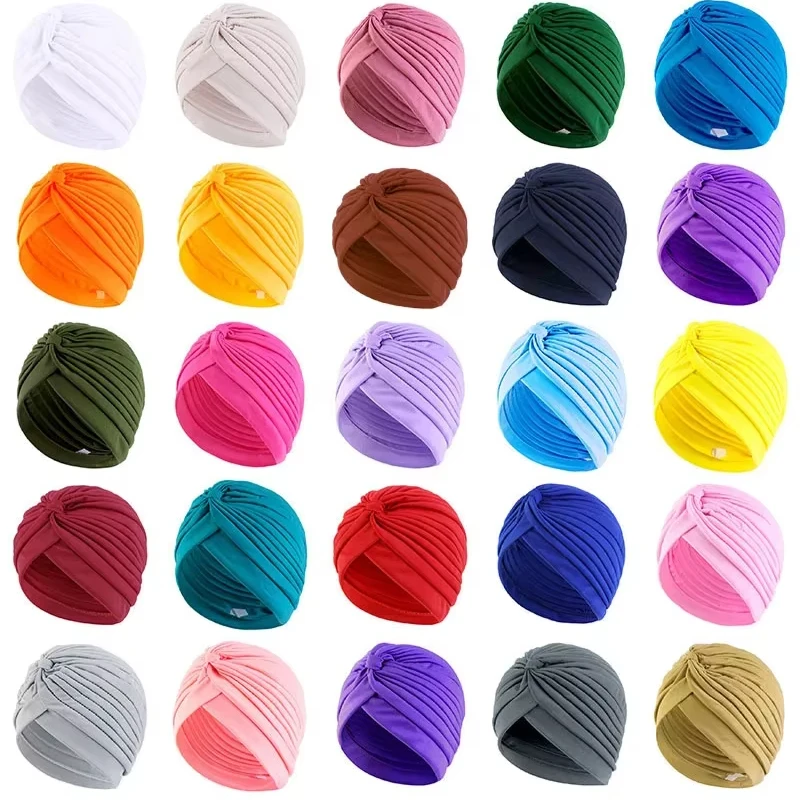Банданы-тюрбаны с эластичным узлом, однотонные шапки-бини для женщин и девочек