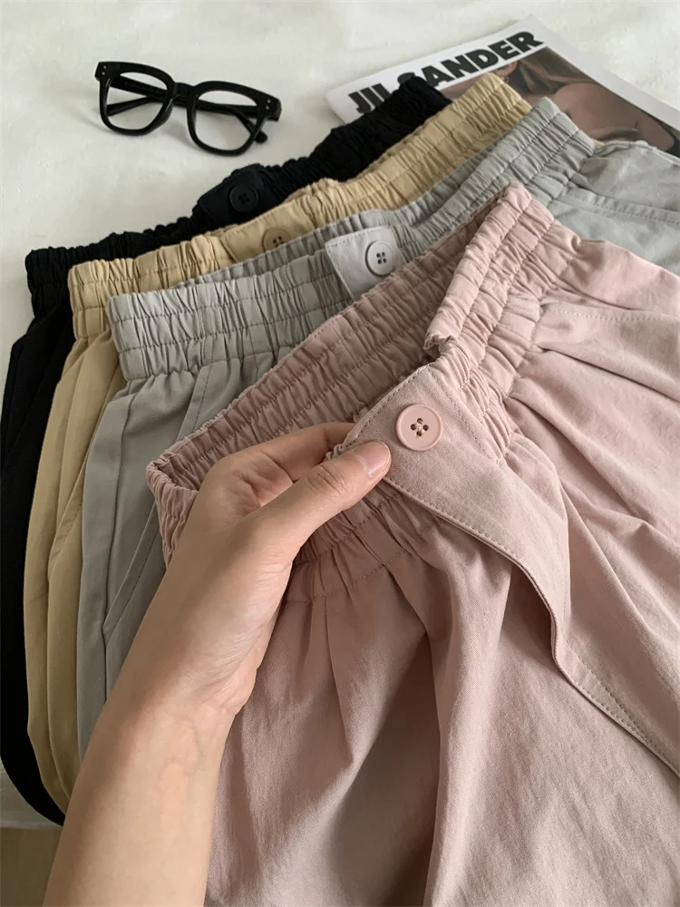 Hoge Taille Sport Orts Vrouwen Zomer Dunne Grote Maat Casual Losse Ontwerp Wijde Pijpen Broek Bovenkleding Katoenmix Pendelen Sle