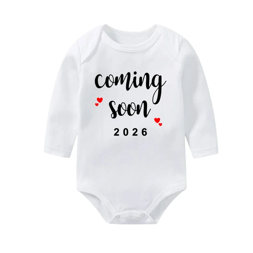 الطفل قريبا 2026 إعلان الطفل ارتداءها الوليد رومبير مضحك بنين بنات ملابس الجسم الحمل تكشف الملابس #3