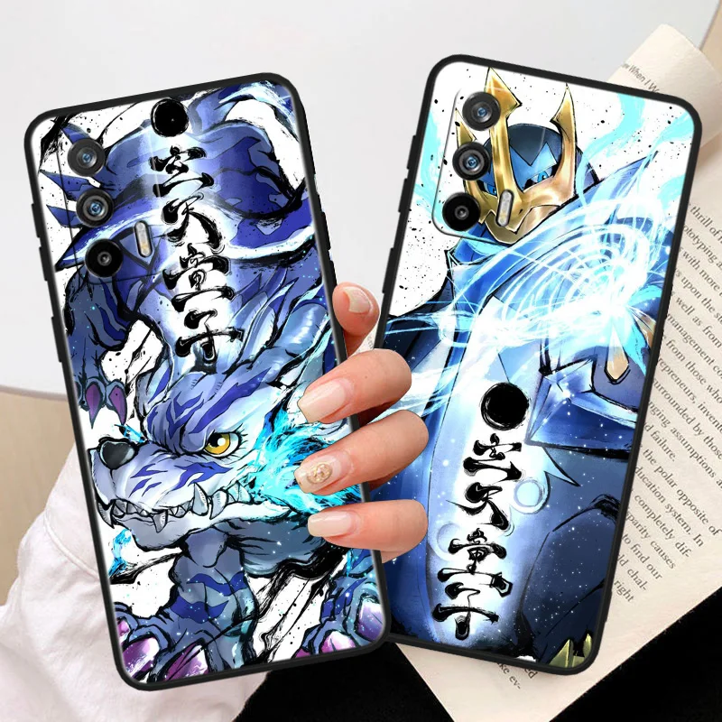 Digimon Anime For OPPO Realme X50 X3 X2 GT2 Neo 3T Pro C35 C31 C30S C25S C21Y C15 C11 C3 C2 Black Phone Case