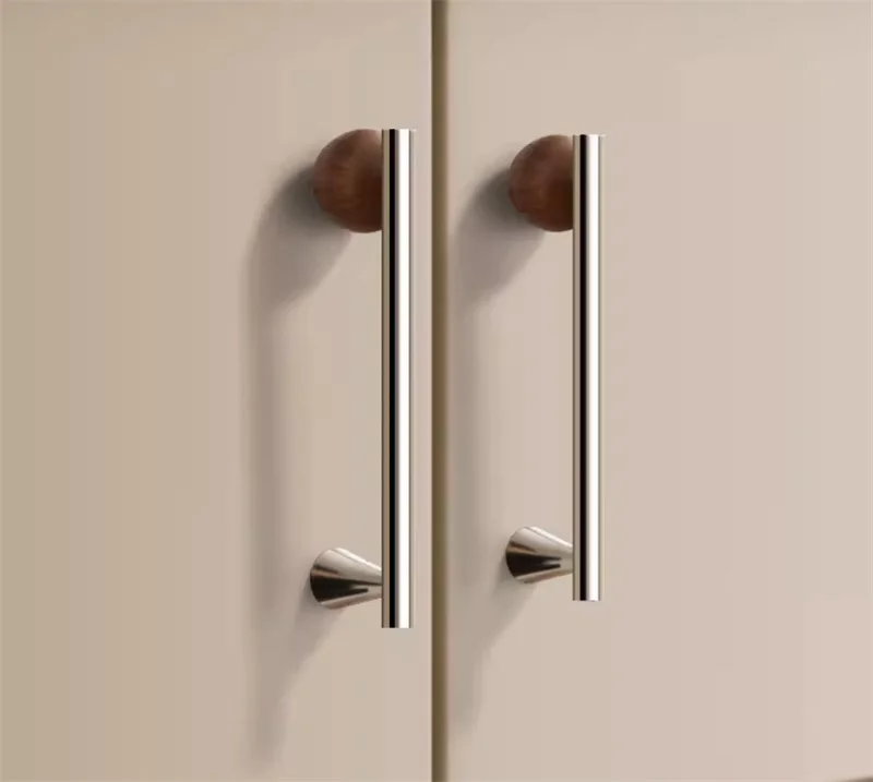 Luxury Wood Metal Closet Pull Handle Bright Silver Wardrobe Cupboard Drawer Cabinet Door Knobs For Long Bar Furniture Pulls