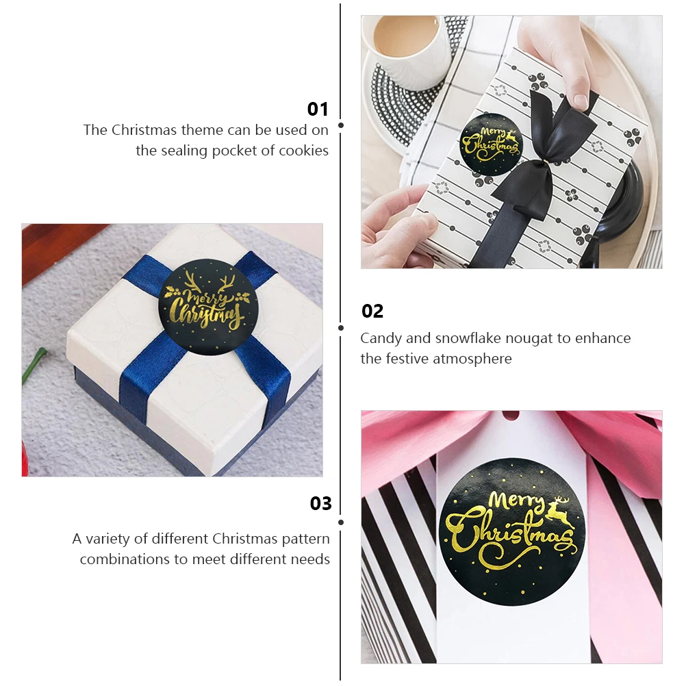 

500pcs Xmas Creative Seal Stickers Self-Adhesive Craft Decals Unique Christmas Design Notebook Furniture Residue-Free