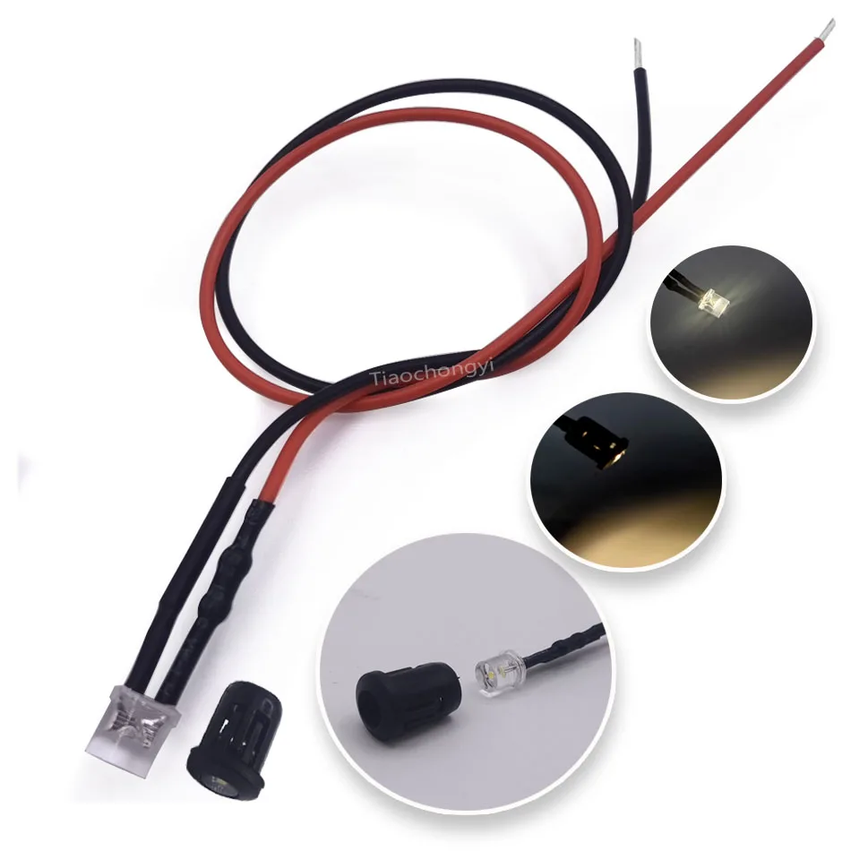 3 مللي متر 5 مللي متر 2pin LED سطح مسطح مستدير مسبق السلكية DC12-24V المياه واضح LED صمام ثنائي باعث للضوء أحمر أخضر أزرق أبيض مع حامل بلاستيك #4